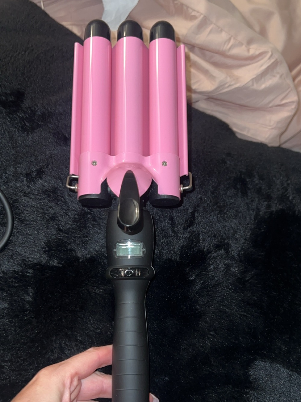 Pink Triple-Barrel Waver Hair Styling Iron